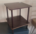 2-Tier Square Side Table Dark Walnut Furniture End Tables