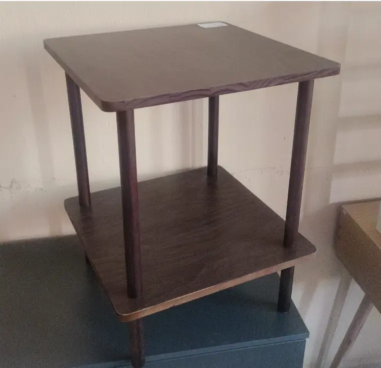 2-Tier Square Side Table Dark Walnut Furniture End Tables