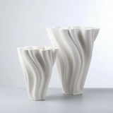White Ceramic Vase with Spiral Wave Design Modern Tabletop Home & Garden Vases