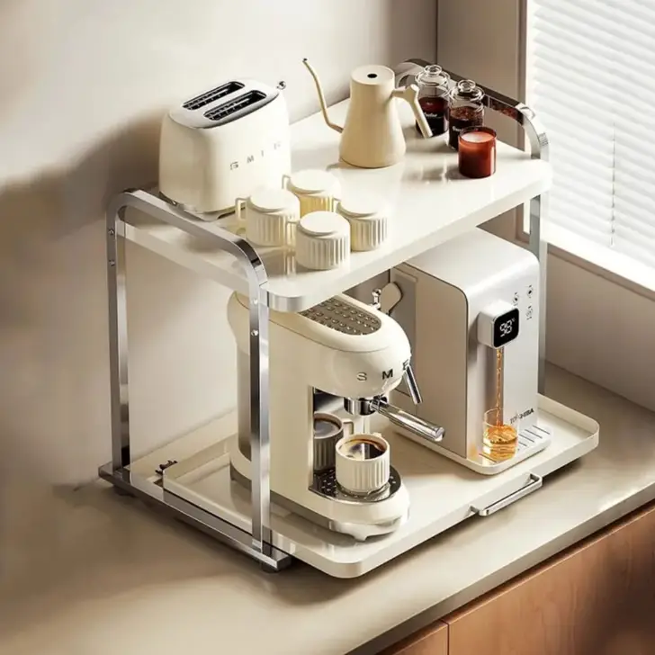 Kitchen Rack - 2-Tier Pull-Out Countertop Appliance Shelf Home & Garden Uncategorized