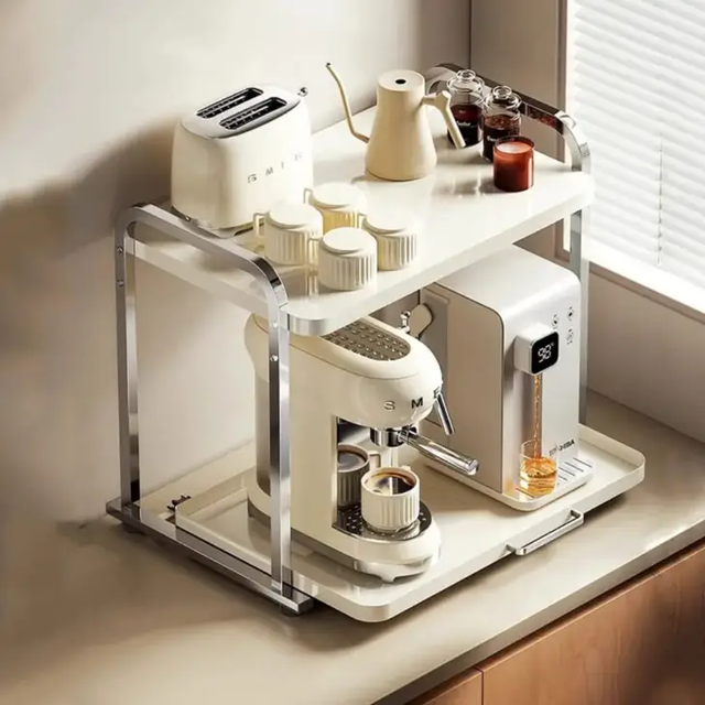 Kitchen Rack - 2-Tier Pull-Out Countertop Appliance Shelf Home & Garden Uncategorized