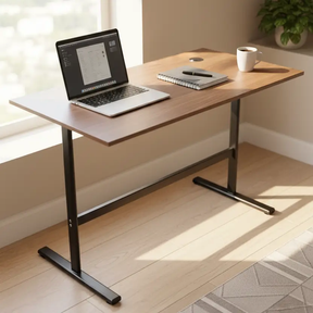 Office Desk with Walnut Top & Black T-Bar Pedestal Legs Office Desk Desks