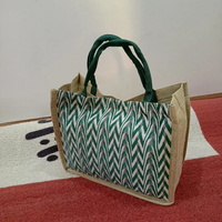 Geometric Print Pattern Tote Bag Jute Canvas Smart Casual 34x17x28cm Bags & Accessories Tote Bags