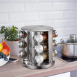 12-Jar Rotating Stainless Steel Spice Rack Tower 3-Tier 360° Swivel Kitchen & Dining Spice Organizers