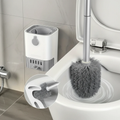 Wall Mounted Long Handle Toilet Brush with Holder 49cm Flexible Bristles No Dead Corner Drainage Drawer Home & Garden Toilet Brushes