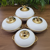 3 Piece Classy Ceramic Serving Bowls with Gold Handles Kitchen & Dining Serving Platters
