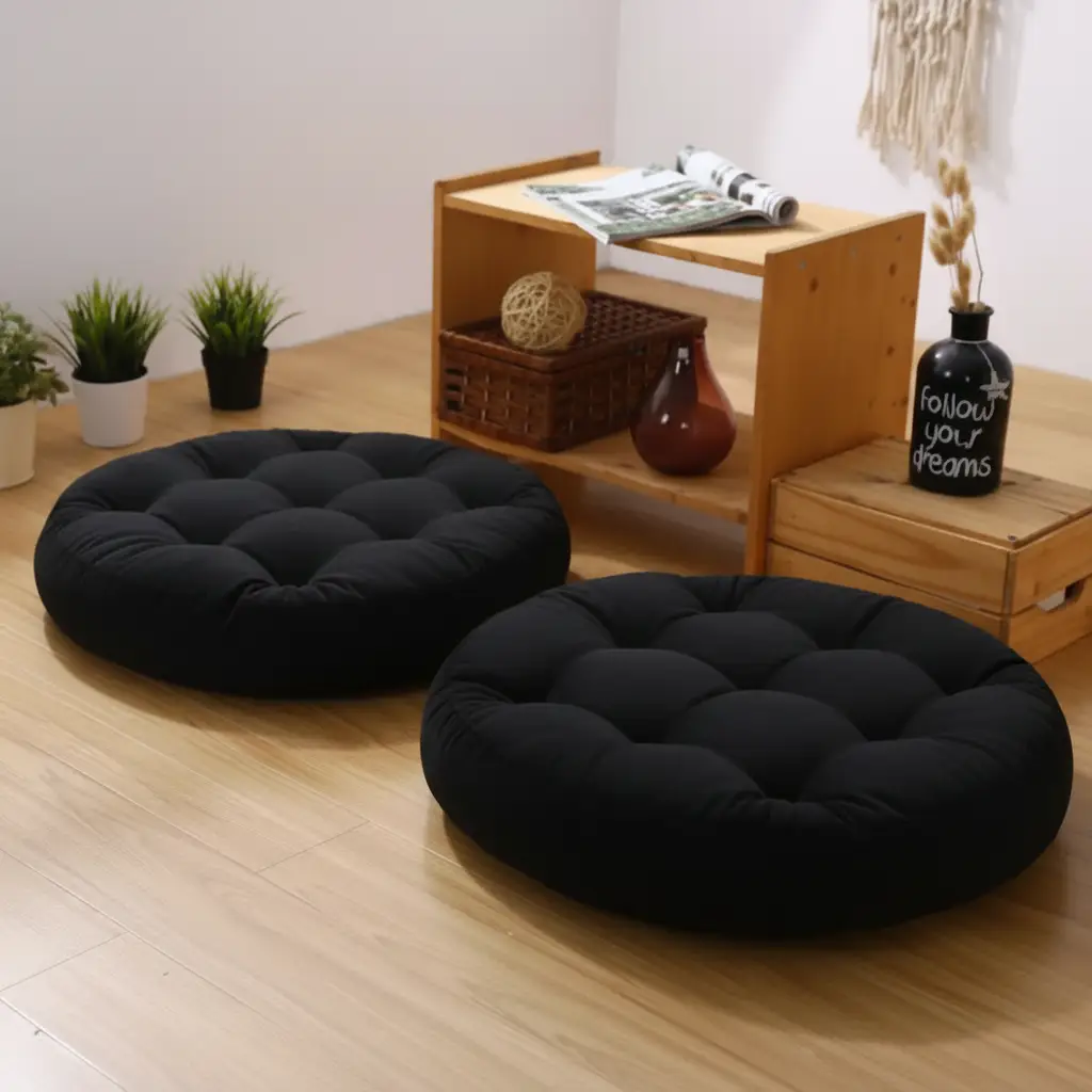 Floor Cushion - Round Tufted Multi-Colour Home & Garden Chair & Sofa Cushions