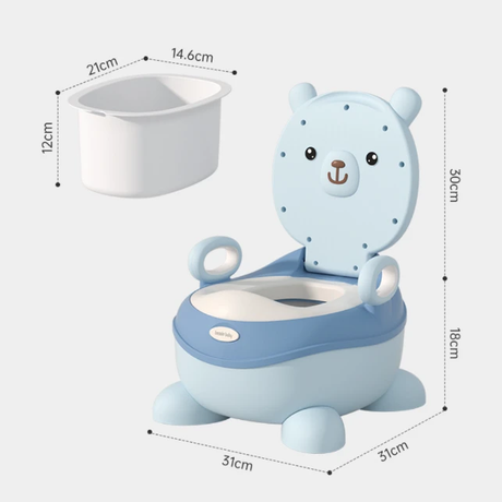 Bear Baby Potty Training Toilet 31x31x48cm with Removable Inner Bucket Blue 6M-6Y Home & Garden Potties