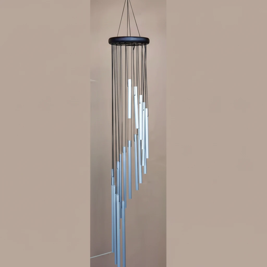 18-Tube Rotating Aluminum Wind Chime 90cm Spiral Soothing Melody Indoor Outdoor Gold Silver Home & Garden Wind Chimes