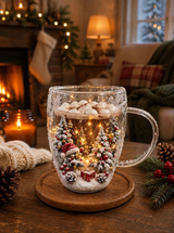 350ml Floral Double-Wall Glass Mug Glass Mug Mugs