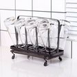Glass Cup Rack - 8-Slot Metal Upside-Down Drying and Storage Holder Matte Black Kitchen & Dining Cup Racks