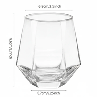 6-Piece Hexagonal Stemless Whisky Glass Set 300ml Crystal Clear Kitchen & Dining Drinkware Sets
