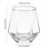 6-Piece Hexagonal Stemless Whisky Glass Set 300ml Crystal Clear Kitchen & Dining Drinkware Sets