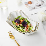 Ceramic Bowl - European Gold Rim Shell Shape Soup Pasta Salad Kitchen & Dining Uncategorized