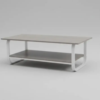 Two-Tier Rectangular Coffee Table with Wood Legs Coffee Table Coffee Tables