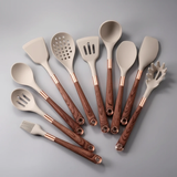 11-Piece Silicone Kitchen Utensil Set with Wood-Grain Handle and Storage Holder Kitchen & Dining Kitchen Utensil Sets