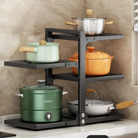 Multi-Layer Pot Storage Rack Adjustable Under Sink Pan Holders Kitchen Organizer Kitchen & Dining Pot Racks