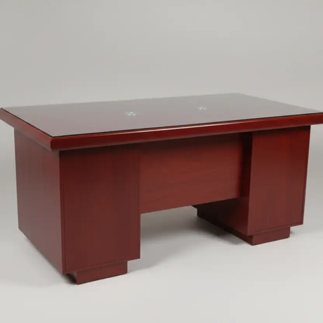 Office Desk - 1.2m Mahogany Executive with Cable Grommets and Twin Pedestal Base Furniture Desks