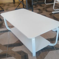 Two-Tier White Coffee Table with Curved Metal Frame Coffee Table Coffee Tables