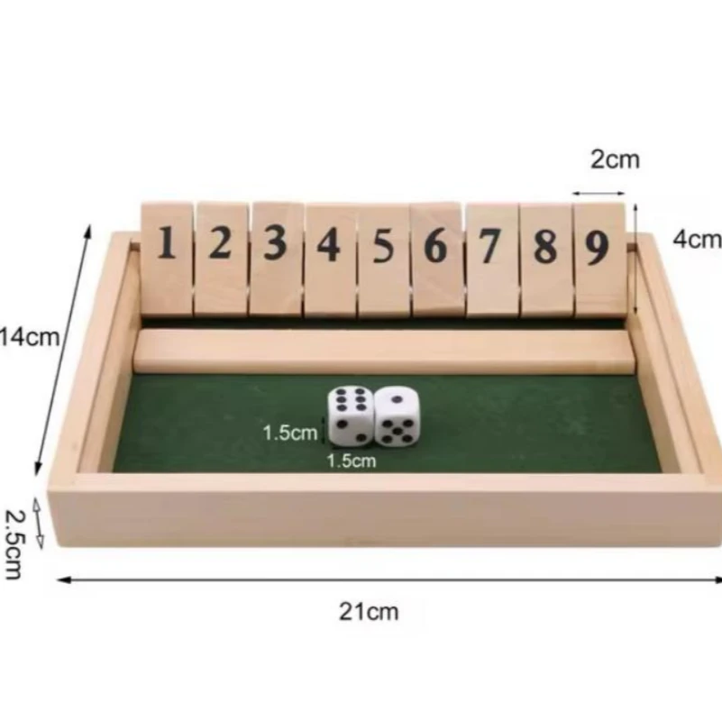Shut the Box Wooden Board Game 21x14cm 2 Players Home & Garden Board Games