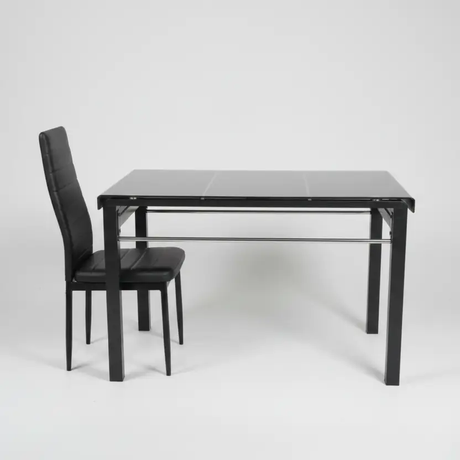 Black Glass Dining Table & 6 Chairs Set Kitchen & Dining Furniture Sets