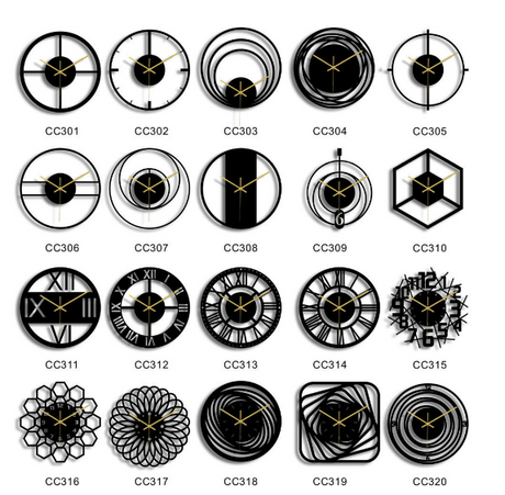 Fashion Wall Decor 3D Dimensional Black Acrylic Round Wall Clock 30cm Diameter