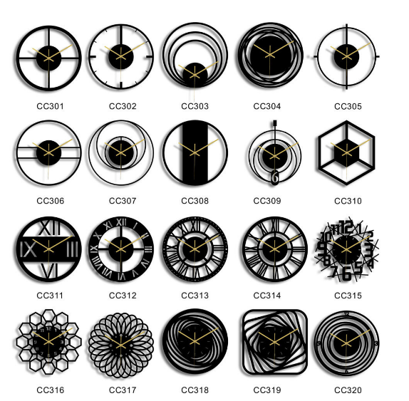 Fashion Wall Decor 3D Dimensional Black Acrylic Round Wall Clock 30cm Diameter