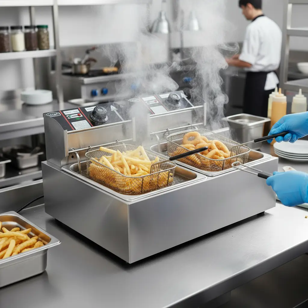 Electric Deep Fryer - Single Tank 6L Stainless Steel Temperature Control Kitchen & Dining Deep Fryers