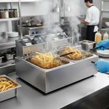 Electric Deep Fryer - Single Tank 6L Stainless Steel Temperature Control Kitchen & Dining Deep Fryers