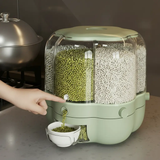 360° Rotating 6-Grid Cereal Grain Dispenser 6.5kg BPA-Free 26.3x27cm Mint Green Kitchen & Dining Food Storage Containers