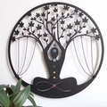 Chakra Yoga Tree of Life Metal Wall Art 60cm Matte Black Handmade Home & Garden Visual Artwork