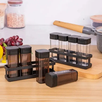 Spice Bottles - Press-Type Seasoning Set with Rack ABS PP White Black Kitchen & Dining Spice Organizers