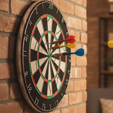 Dart Board - 18-Inch Double Sided Flocked with Iron Numbers and 6 Steel Darts Toys & Games Dartboards