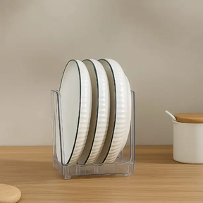 Plate Storage Rack - Upright Clear Acrylic Dish and Lid Organiser for Cabinet and Counter Kitchen & Dining Uncategorized