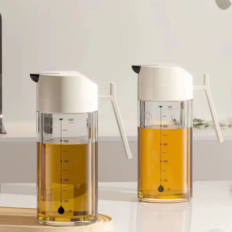 500ml High Borosilicate Glass Oil Dispenser Bottle with Auto-Flip Lid Kitchen & Dining Oil Dispensers