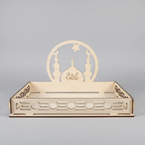 Ramadan Serving Tray - Moon & Star Wooden Decor (30x28x15cm) Home Decor Serving Trays