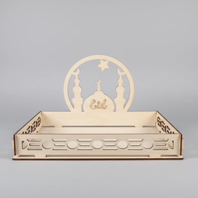 Ramadan Serving Tray - Moon & Star Wooden Decor (30x28x15cm) Home Decor Serving Trays