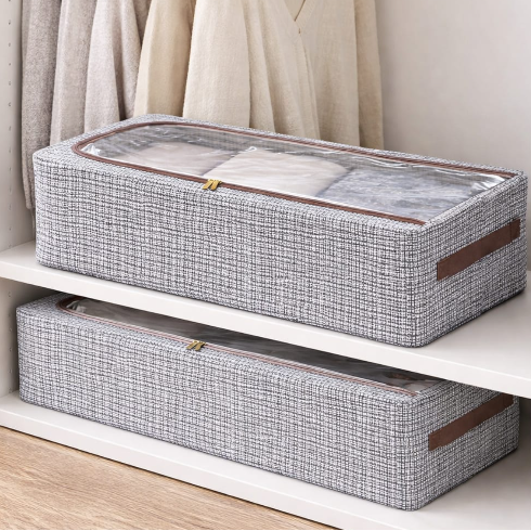 Clothes Storage Box - Foldable Visible Window Zipper Wardrobe Organiser Home & Garden Closet Organizers