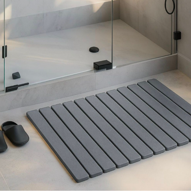 Dish Drying Mat - 60x40cm Fast Drying Diatomite Stone Slatted Kitchen Counter and Bath Mat Grey White Kitchen & Dining Dish Drying Mats