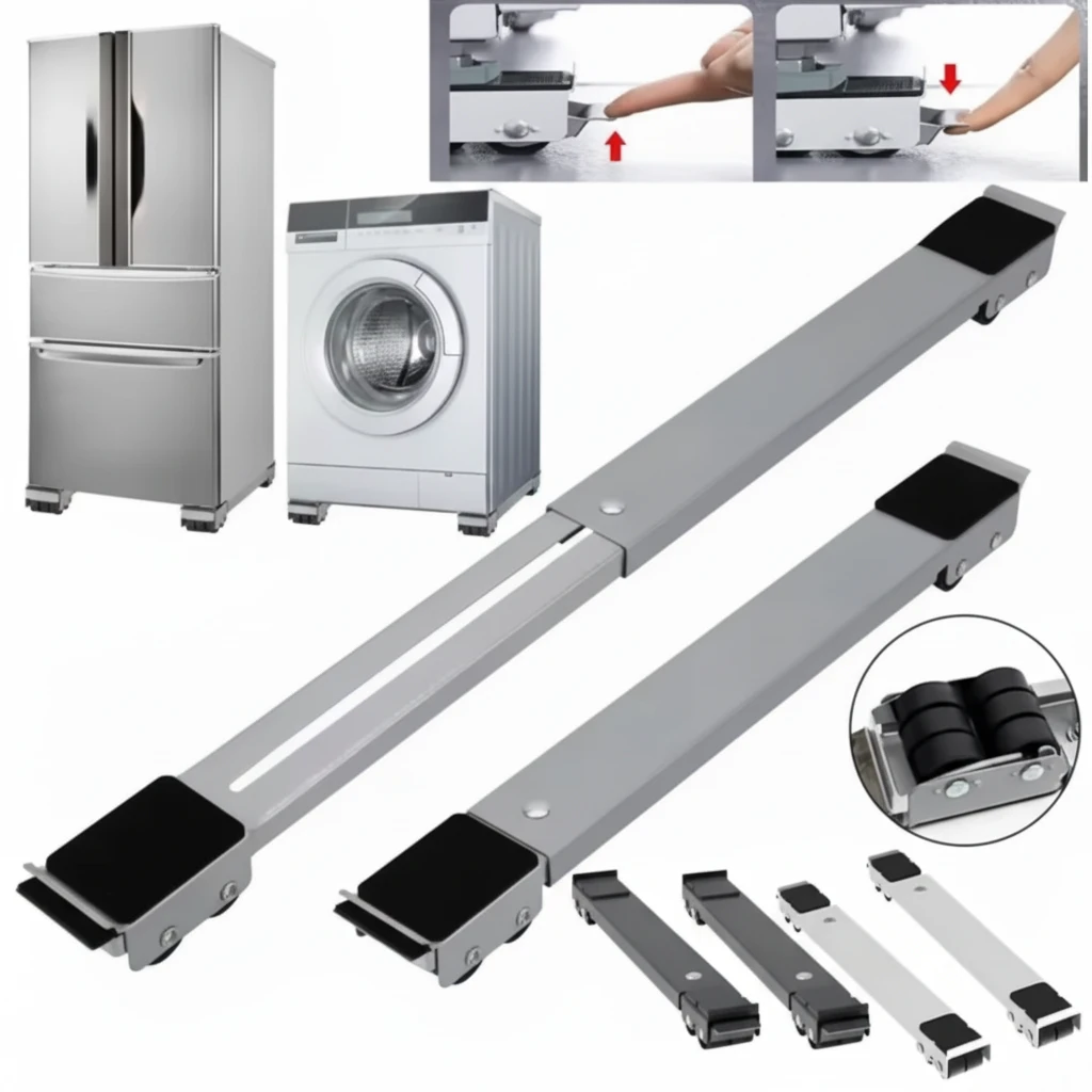2-Piece Adjustable Appliance Roller Stand 200kg with 24 Wheels Home & Garden Appliance Dollies