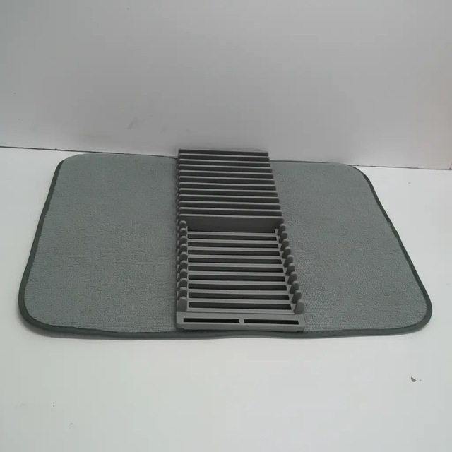 Dish Drying Mat - Foldable Microfibre Absorbent with Folding Rack Grey Kitchen & Dining Dish Racks