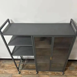 Kitchen Storage Rack - Carbon Steel with Glass Cabinet Shelves and Wheels Grey Gold Kitchen & Dining Kitchen Cabinets