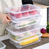 Stackable Fridge Storage Box with Removable Drain Plate Clear PP Meat Fish Vegetables Kitchen & Dining Food Storage Containers