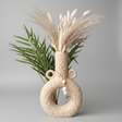 2-in-1 Ceramic Vase with Circle Handles Textured White Beige Home & Garden Uncategorized