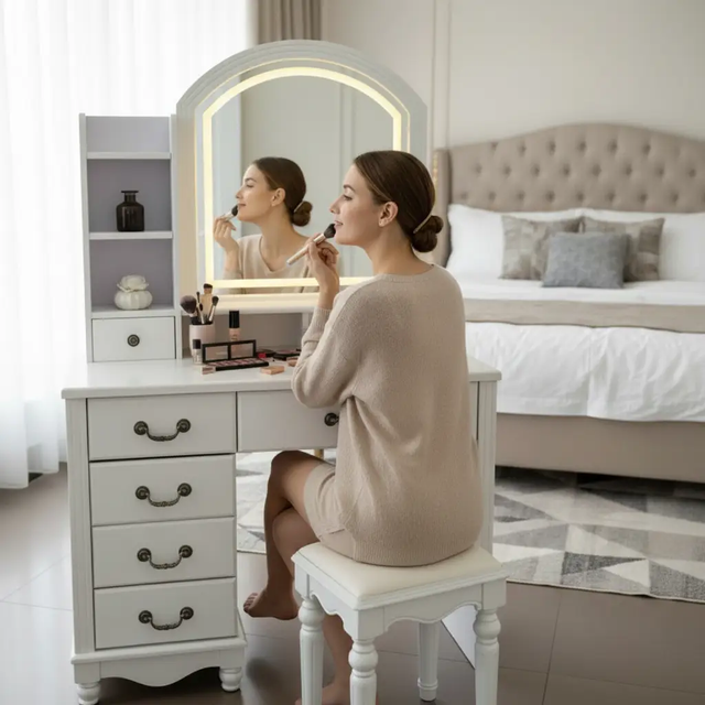 French Arch LED Mirror Dressing Table Dressing Tables
