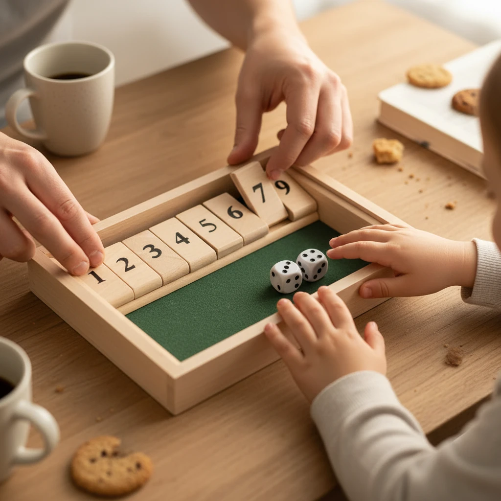 Shut the Box Wooden Board Game 21x14cm 2 Players Home & Garden Board Games