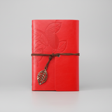Notebook - A6 Retro Leaf Design with Leather Tie