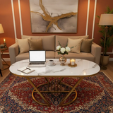 Coffee Table - Oval White Marble Effect Top with Gold Curved Arch Base Furniture Coffee Tables