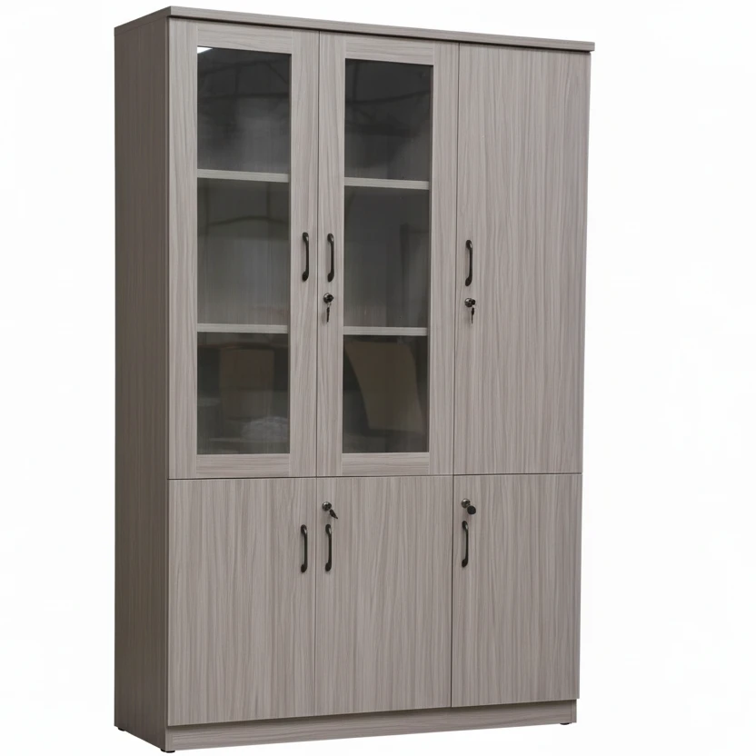 Bookshelf - Modern 80cm x 40cm x 200cm with Glass & Wood Doors Furniture Bookcases & Standing Shelves