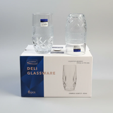Deliboga Diamond Cut Highball Glass Set 6pcs 450ml Clear Crystal Kitchen & Dining Drinkware Sets